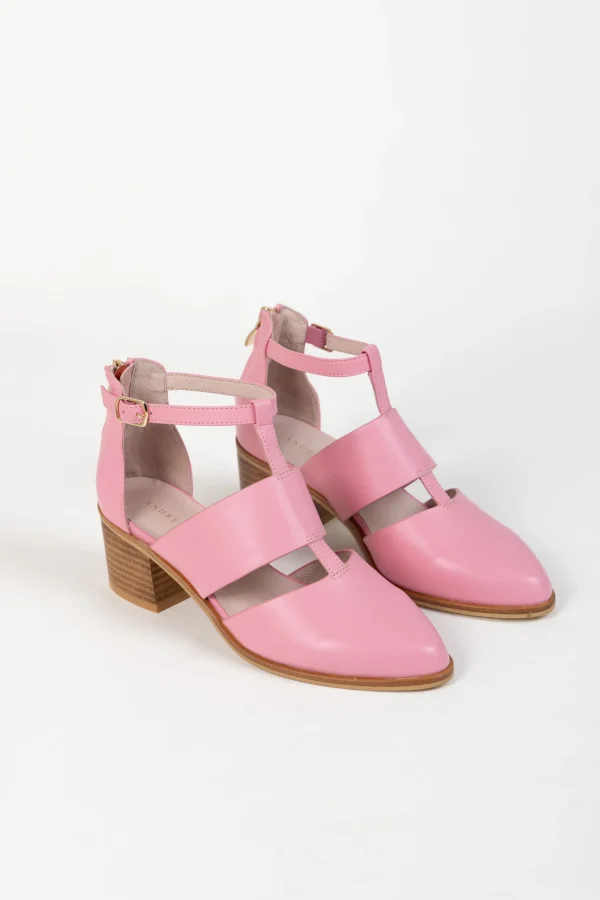 Footwear-ANDREA BIANI EMBER HEEL PINK LEATHER