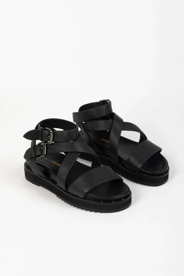 Footwear-ANDREA BIANI GLOBE SANDAL BLACK LEATHER