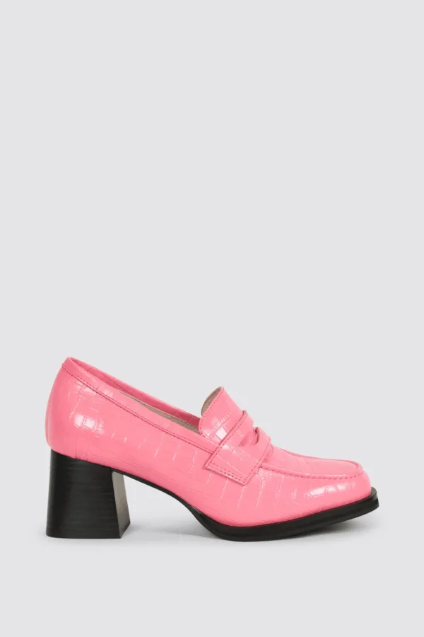 Footwear-ANDREA BIANI HOLLY LOAFER PINK CROC LEATHER