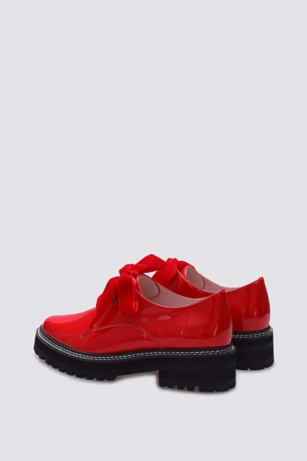 Footwear-ANDREA BIANI HONEY LACE UP FLAT RED PATENT LEATHER