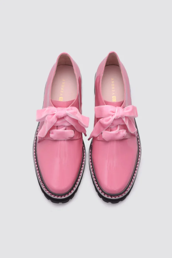 Footwear-ANDREA BIANI HONEY LACE UP FLAT PINK PATENT LEATHER