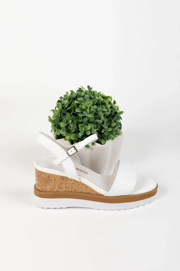 Footwear-ANDREA BIANI IPPY WEDGE WHITE LEATHER