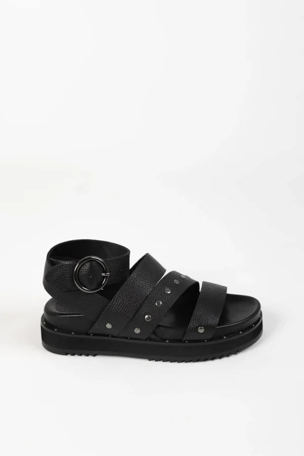 Footwear-ANDREA BIANI ISEE SANDAL BLACK TUMBLE LEATHER