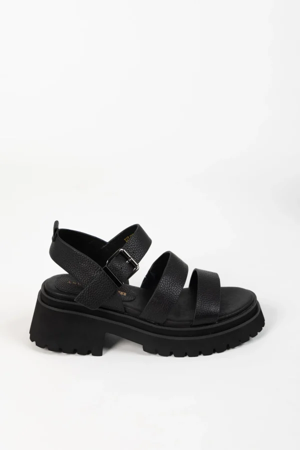Footwear-ANDREA BIANI IVY SANDAL BLACK TUMBLE LEATHER