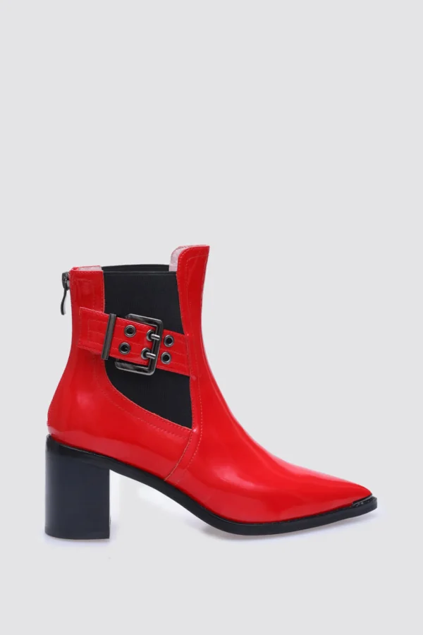 Footwear-ANDREA BIANI JOAN ANKLE BOOT RED PATENT LEATHER