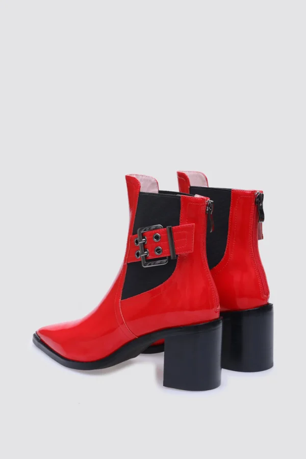 Footwear-ANDREA BIANI JOAN ANKLE BOOT RED PATENT LEATHER