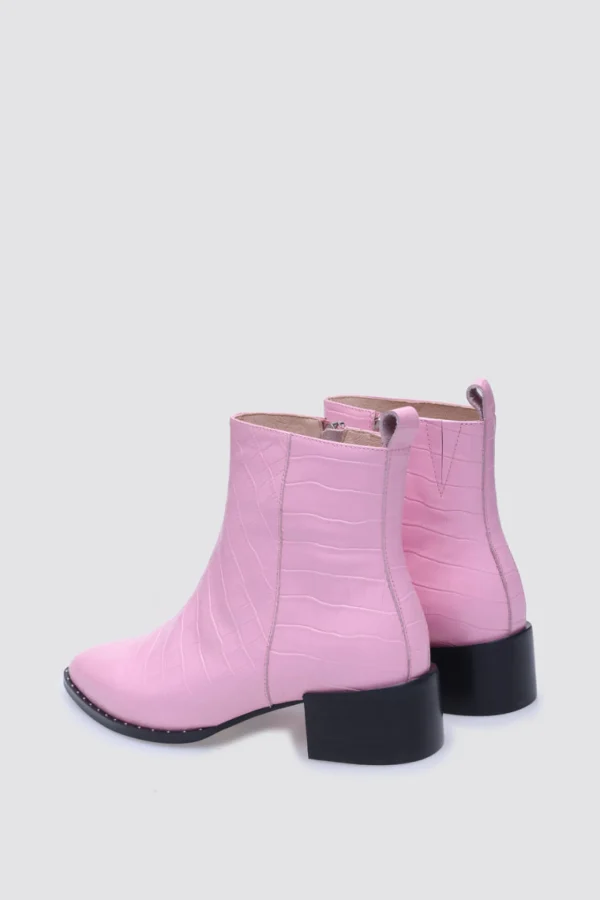 Footwear-ANDREA BIANI JOCELYN ANKLE BOOT PINK CROC LEATHER