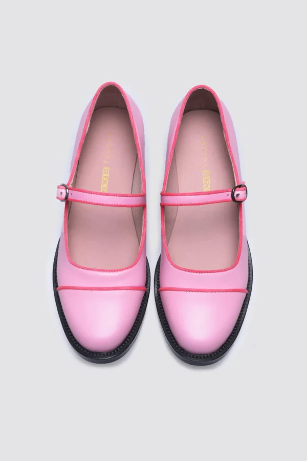 Footwear-ANDREA BIANI JUICY MARYJANE FLAT PINK LEATHER