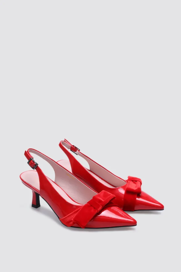 Footwear-ANDREA BIANI JULIA SLINGBLACK HEEL RED PATENT LEATHER