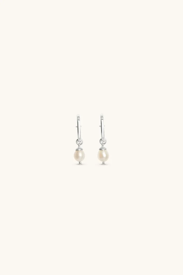 Freshwater Pearls | 925 Sterling Silver-BLANK SPACE. BABY PEARL HOOP EARRINGS