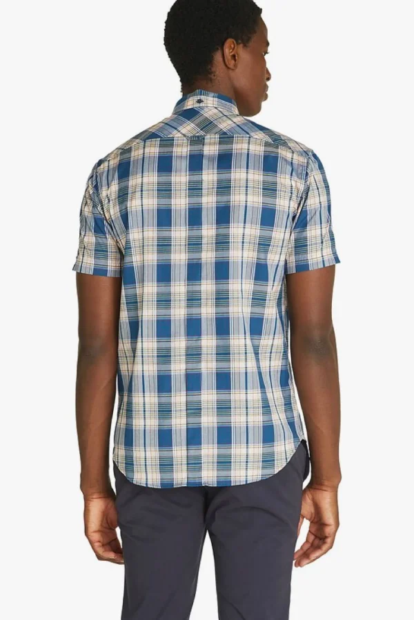 Shirts-BEN SHERMAN LINEAR CHECK SHIRT - SEA