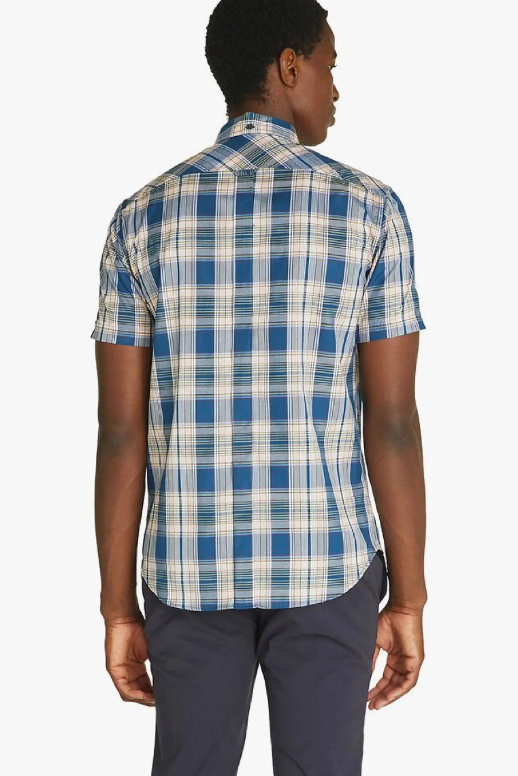 ben_sherman_linear_check__2.webp Shirts-BEN SHERMAN LINEAR CHECK SHIRT - SEA