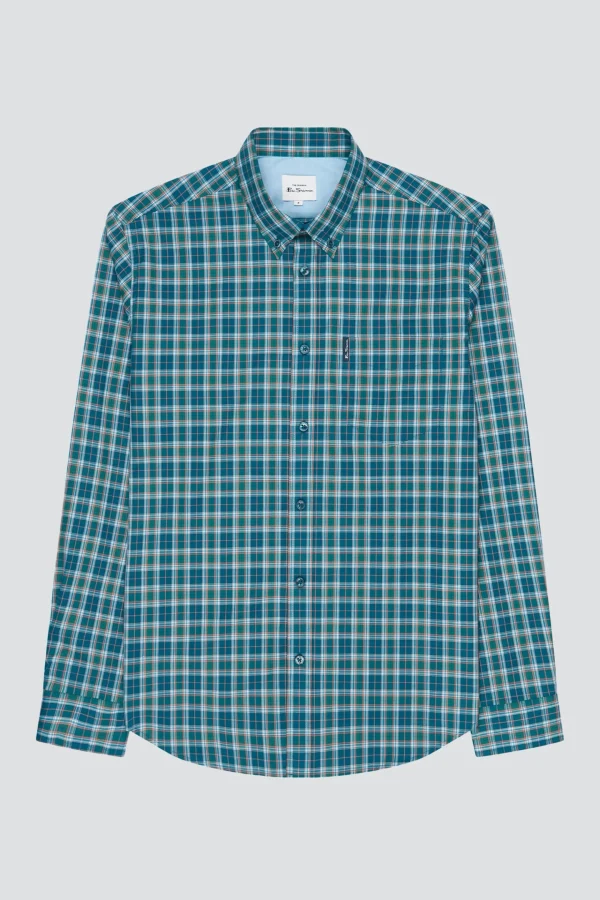Shirts-BEN SHERMAN TARTAN CHECK SHIRT - SEA
