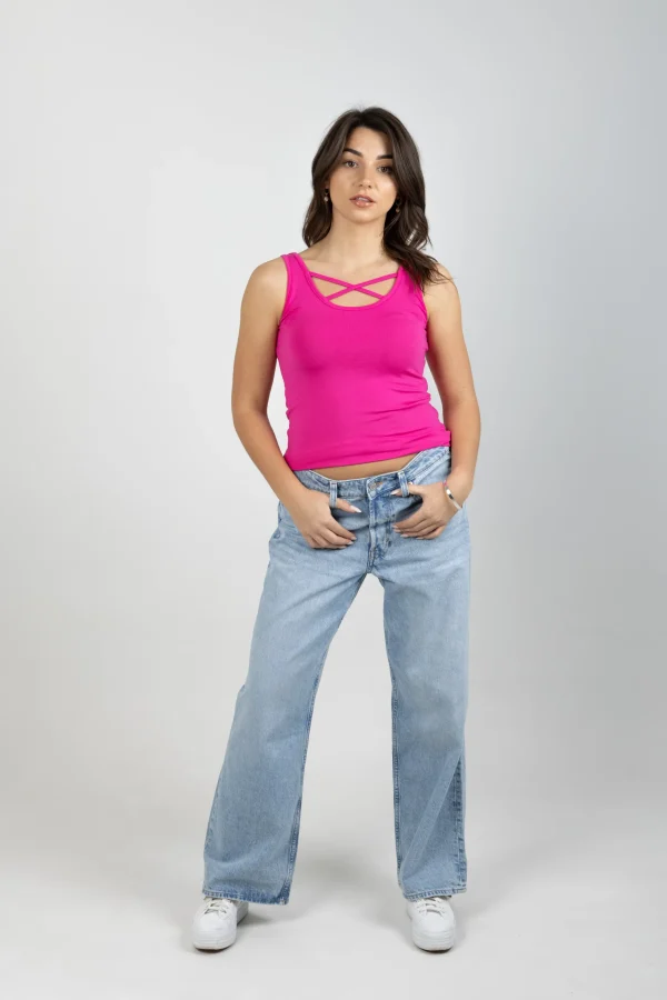 Tees & Tanks-BLANK SPACE LABEL ARIANA TANK SHOCKING