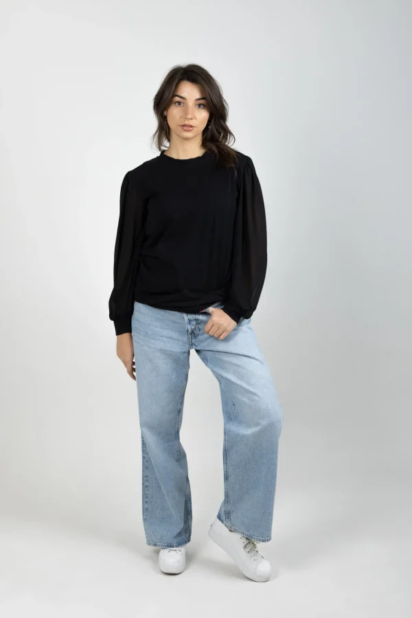 Shirts & Tops-BLANK SPACE LABEL DEMI TOP BLACK