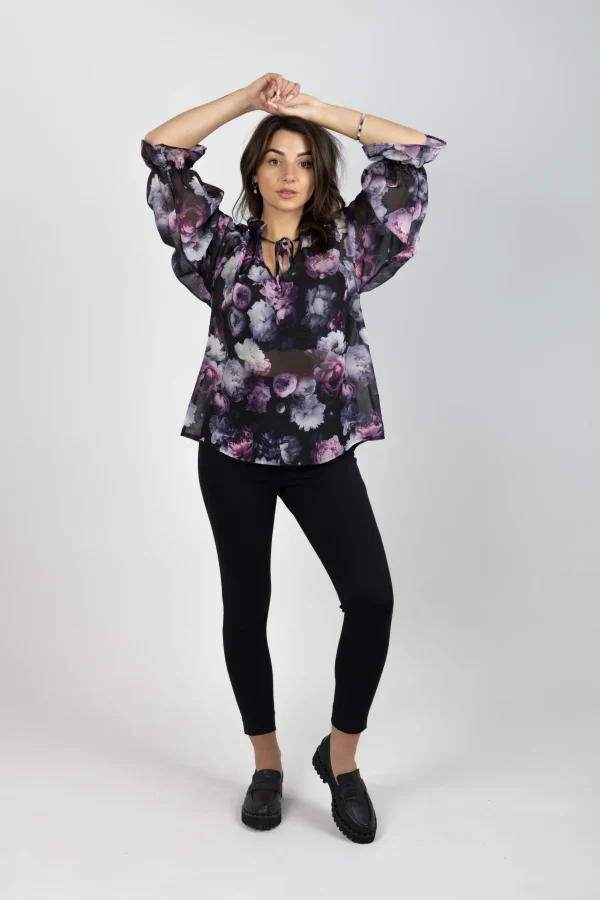 Shirts & Tops-BLANK SPACE LABEL GEORGINA TOP MOONLIGHT GARDEN