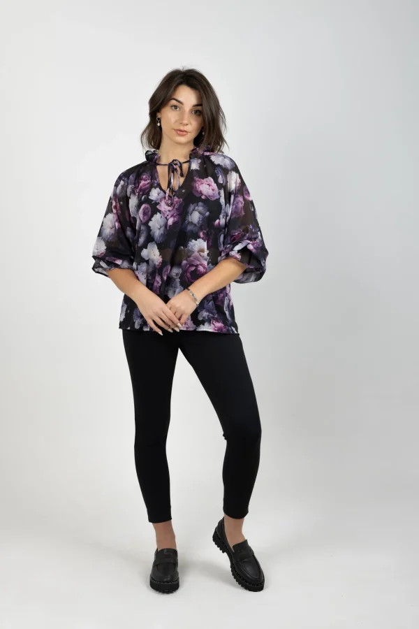 Shirts & Tops-BLANK SPACE LABEL GEORGINA TOP MOONLIGHT GARDEN