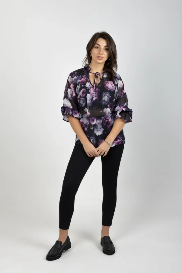 Shirts & Tops-BLANK SPACE LABEL GEORGINA TOP MOONLIGHT GARDEN