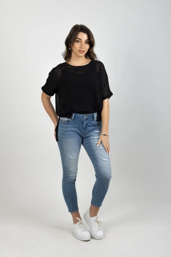 Shirts & Tops-BLANK SPACE LABEL GRACE TEE BLACK