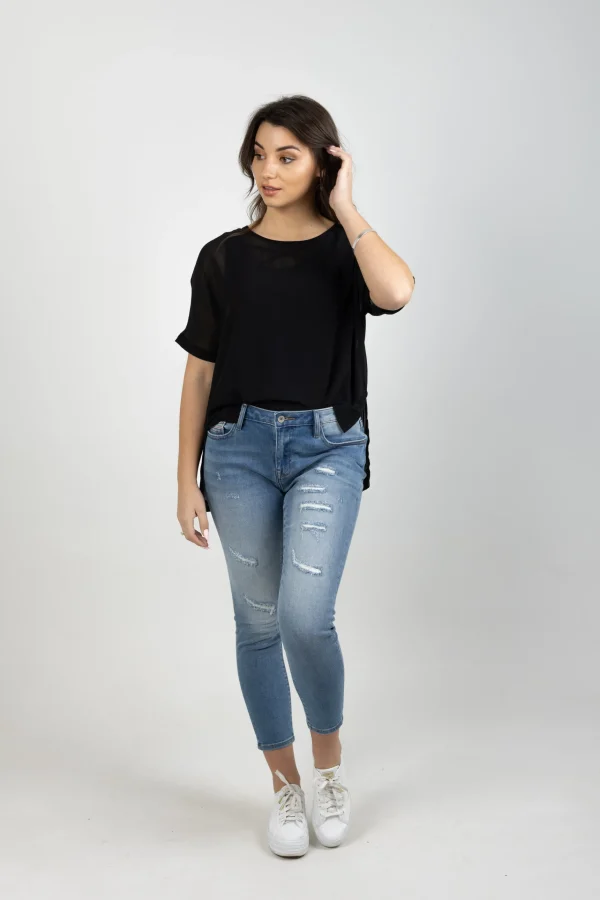 Shirts & Tops-BLANK SPACE LABEL GRACE TEE BLACK