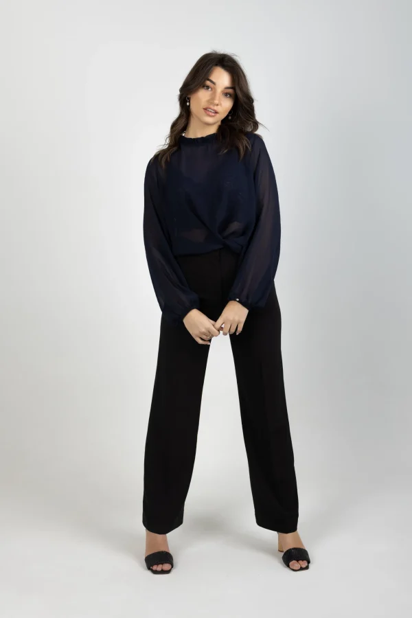 Shirts & Tops-BLANK SPACE LABEL JULIA TOP BLUE NOIR