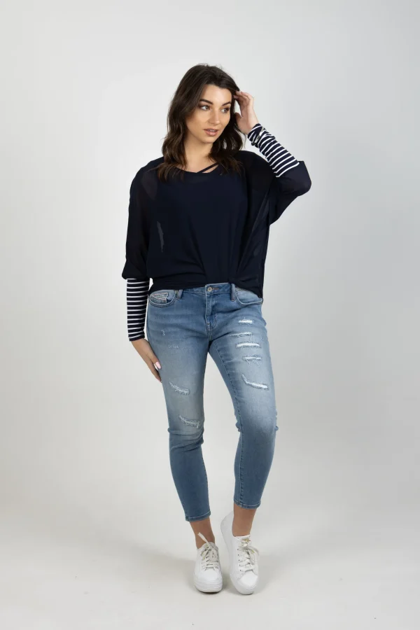 Shirts & Tops-BLANK SPACE LABEL LUCY TOP BLUE NOIR