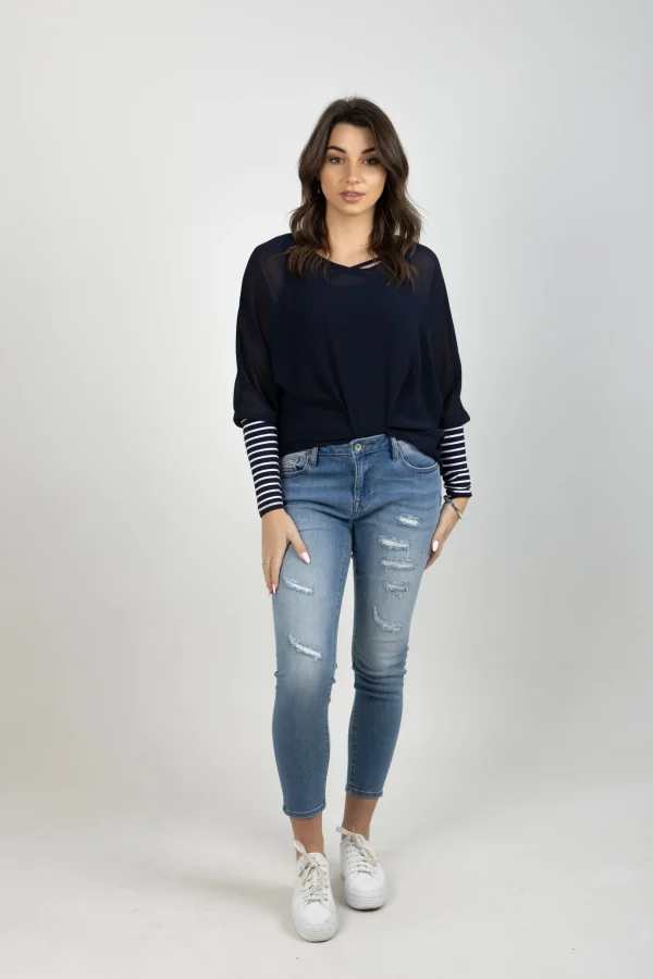 Shirts & Tops-BLANK SPACE LABEL LUCY TOP BLUE NOIR