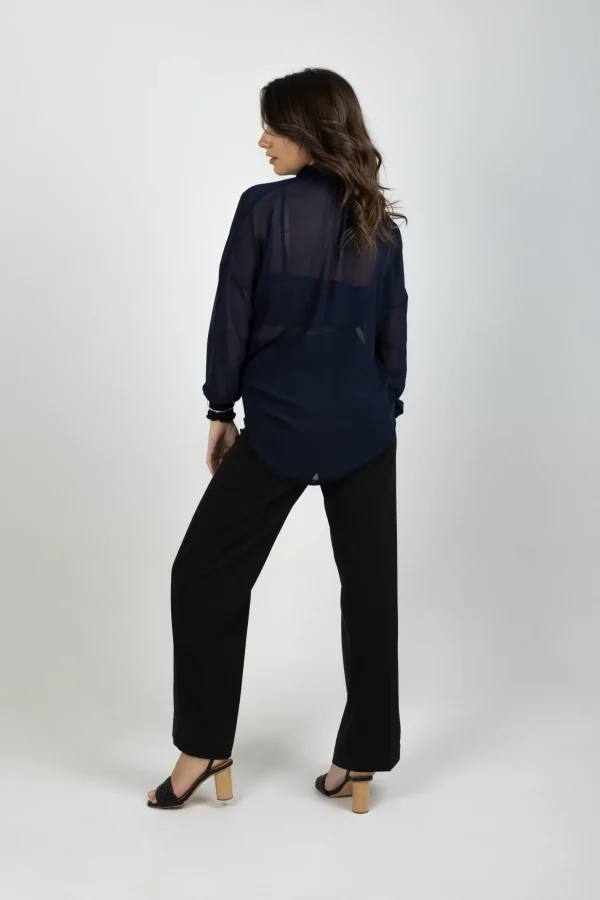 Shirts & Tops-BLANK SPACE LABEL MILAN SHIRT BLUE NOIR
