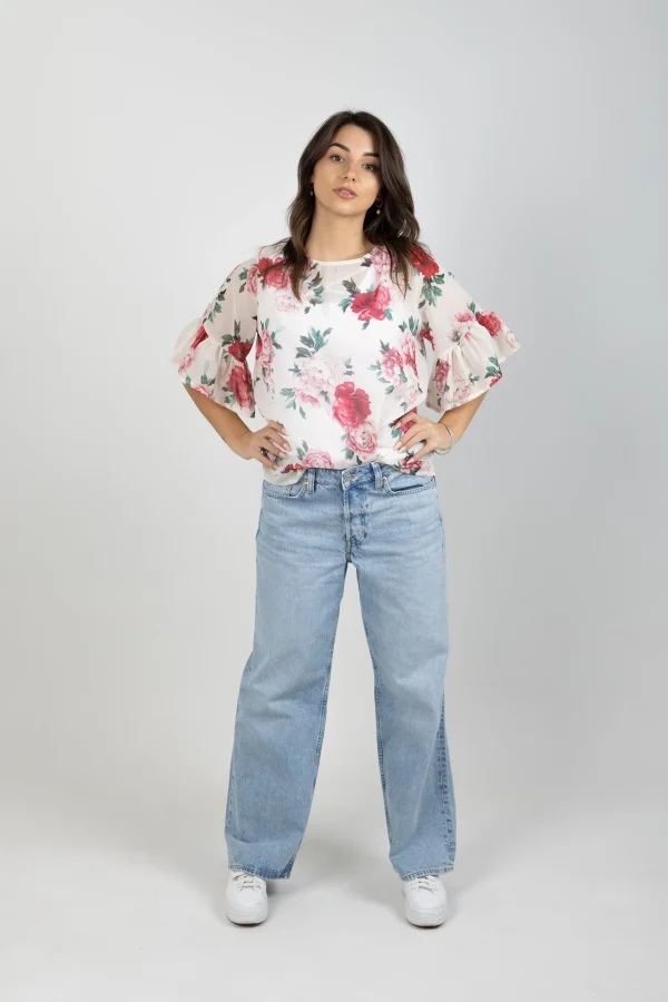 Shirts & Tops-BLANK SPACE LABEL SASHA TOP MY SECRET GARDEN IVORY