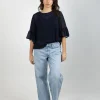 Shirts & Tops-BLANK SPACE LABEL SASHA TOP BLUE NOIR