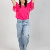 Shirts & Tops-BLANK SPACE LABEL SASHA TOP FLAMINGO