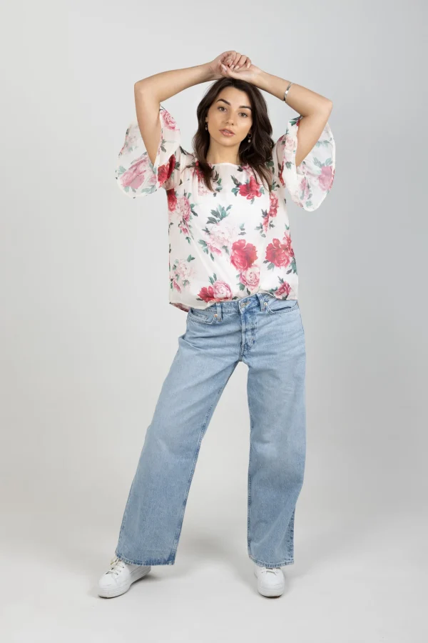 Shirts & Tops-BLANK SPACE LABEL SASHA TOP MY SECRET GARDEN IVORY