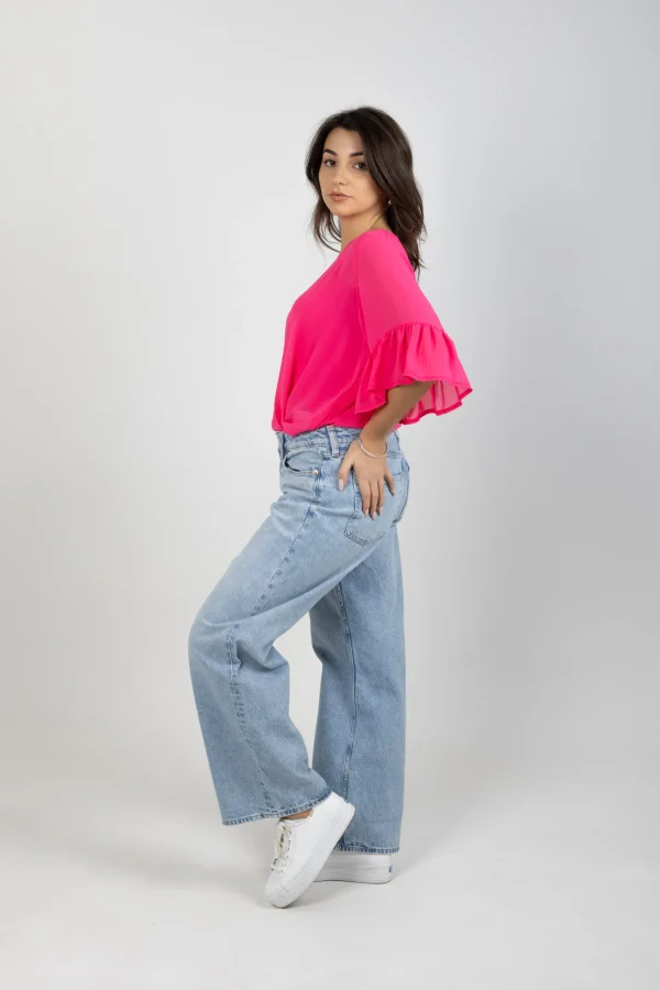 Shirts & Tops-BLANK SPACE LABEL SASHA TOP FLAMINGO