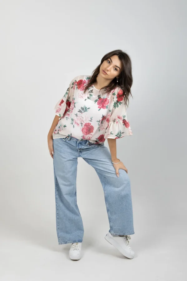 Shirts & Tops-BLANK SPACE LABEL SASHA TOP MY SECRET GARDEN IVORY