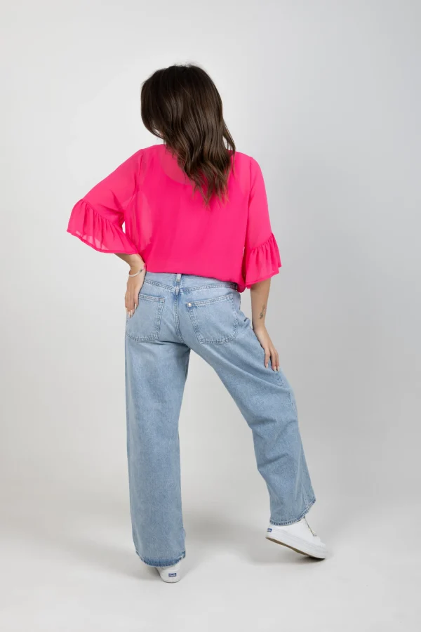 Shirts & Tops-BLANK SPACE LABEL SASHA TOP FLAMINGO