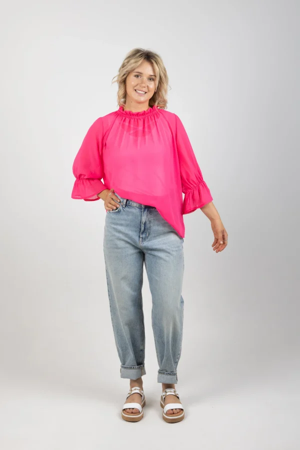 Shirts & Tops-BLANK SPACE LABEL TILLY TOP FLAMINGO