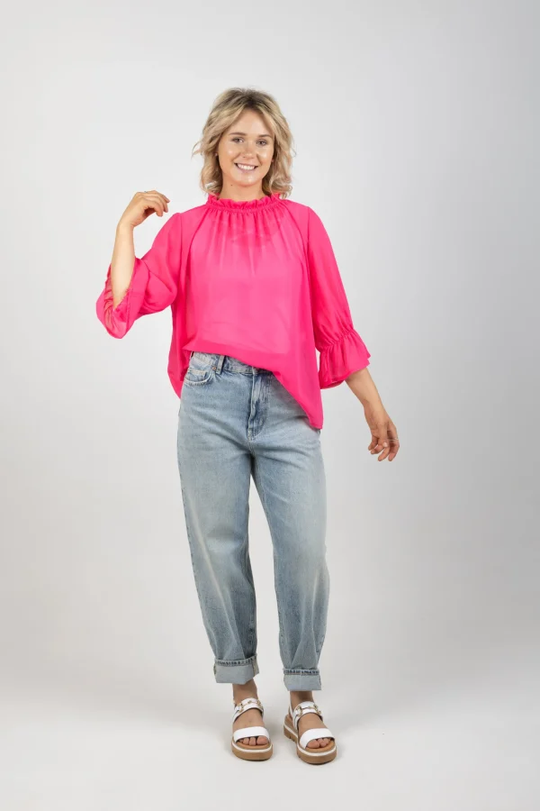 Shirts & Tops-BLANK SPACE LABEL TILLY TOP FLAMINGO