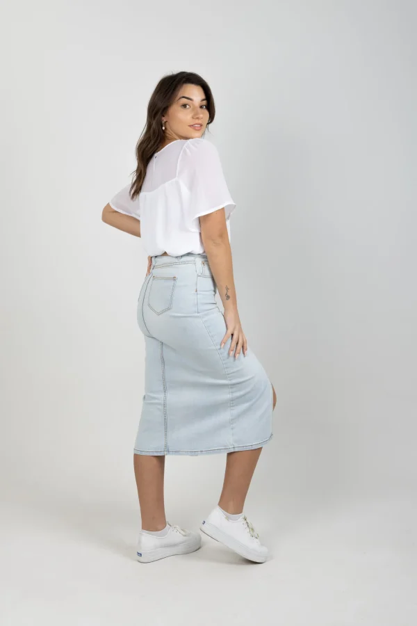 Skirts-BLANK SPACE LABEL VERONICA DENIM SKIRT BORROWED BLUE