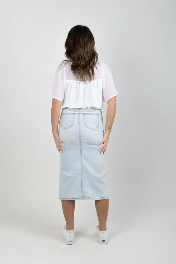Skirts-BLANK SPACE LABEL VERONICA DENIM SKIRT BORROWED BLUE