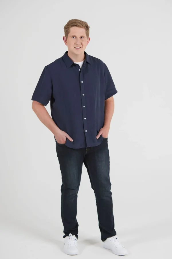 Shirts-BLANK SPACE LABEL WILLIAM LINEN SHIRT NAVY