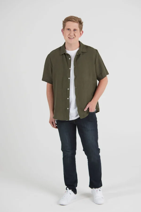 Shirts-BLANK SPACE LABEL WILLIAM LINEN SHIRT CAPER