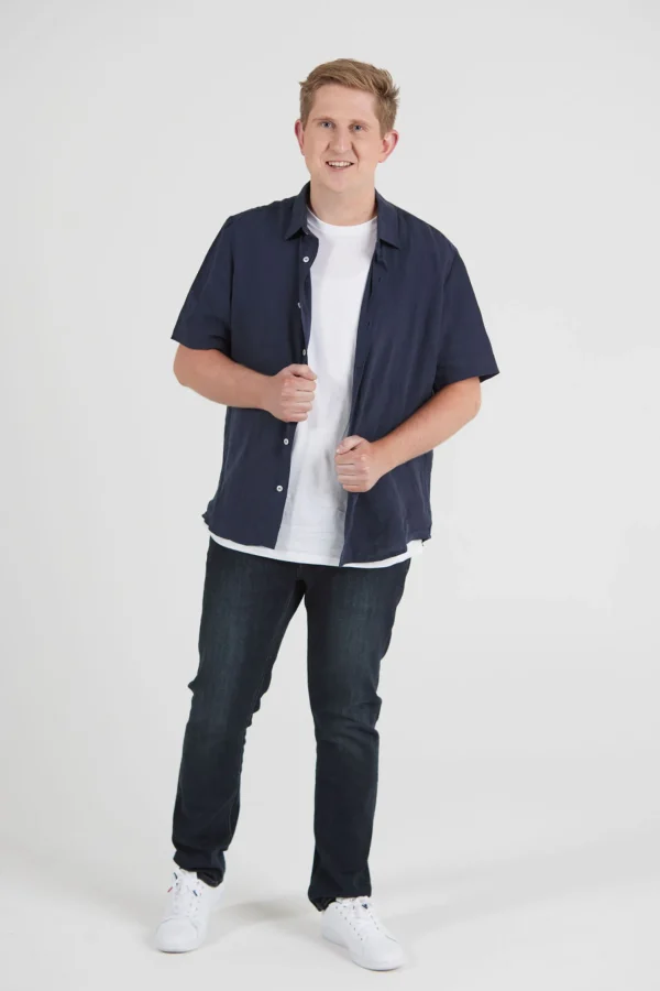 Shirts-BLANK SPACE LABEL WILLIAM LINEN SHIRT NAVY