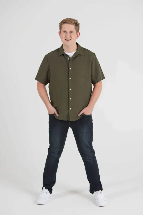 Shirts-BLANK SPACE LABEL WILLIAM LINEN SHIRT CAPER