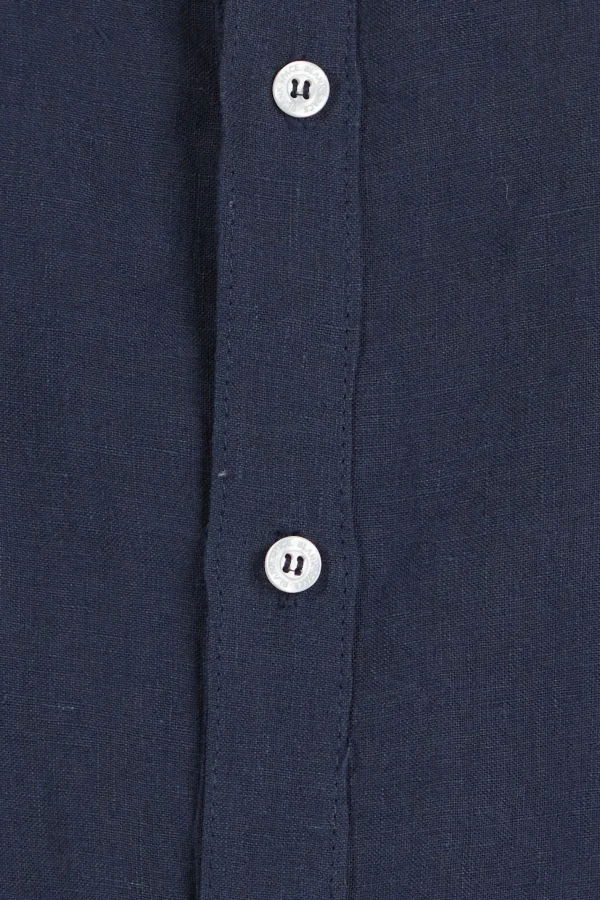 Shirts-BLANK SPACE LABEL WILLIAM LINEN SHIRT NAVY