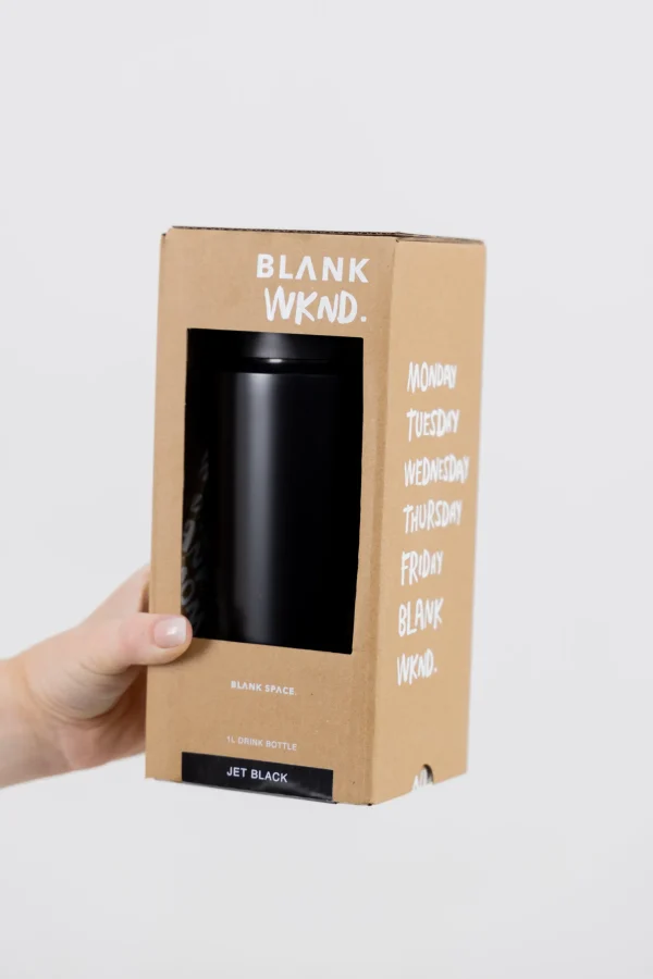 Drink Bottles-BLANK WKND. CERAMIC BOTTLE - JET BLACK