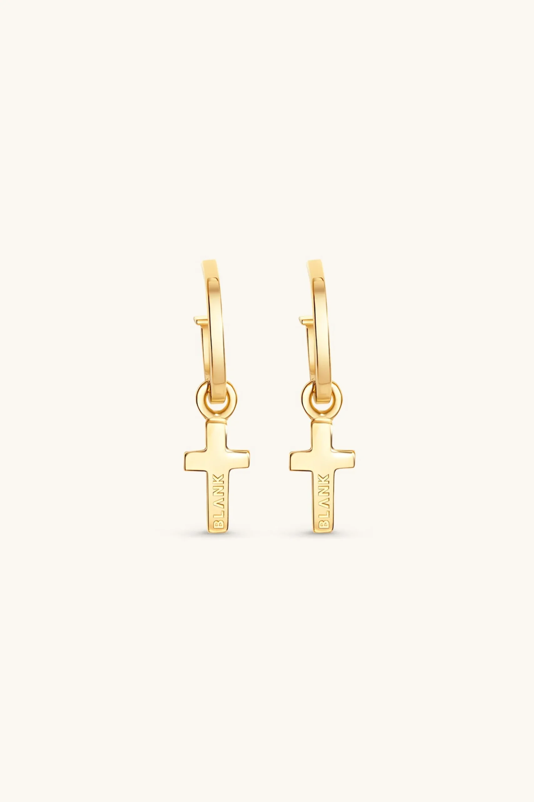 cross_hoop_earrings_kt_go_0.webp 18Kt Gold Plated | Jewellery-BLANK SPACE. CROSS HOOP EARRINGS 18KT GOLD