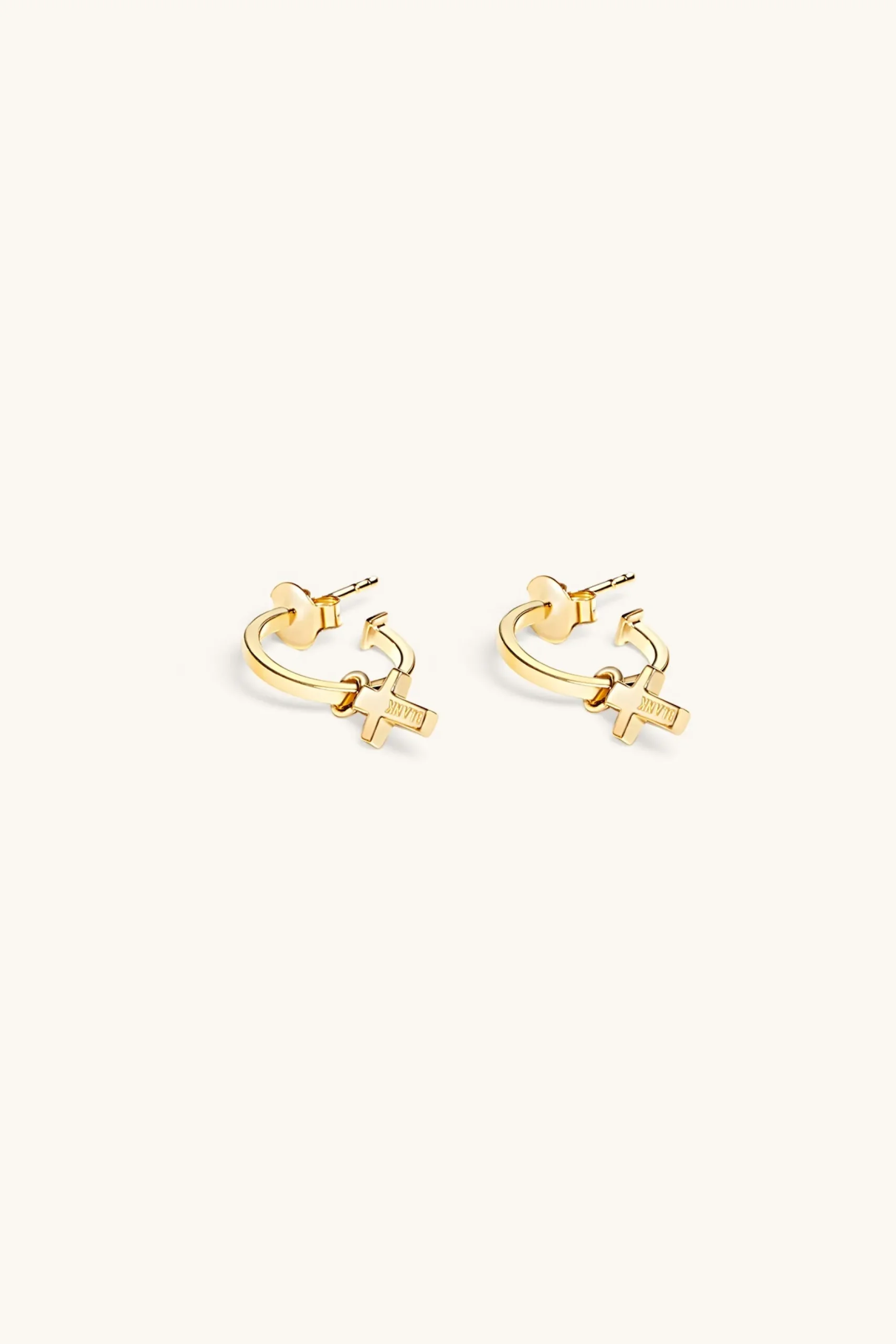 cross_hoop_earrings_kt_go_1.webp 18Kt Gold Plated | Jewellery-BLANK SPACE. CROSS HOOP EARRINGS 18KT GOLD