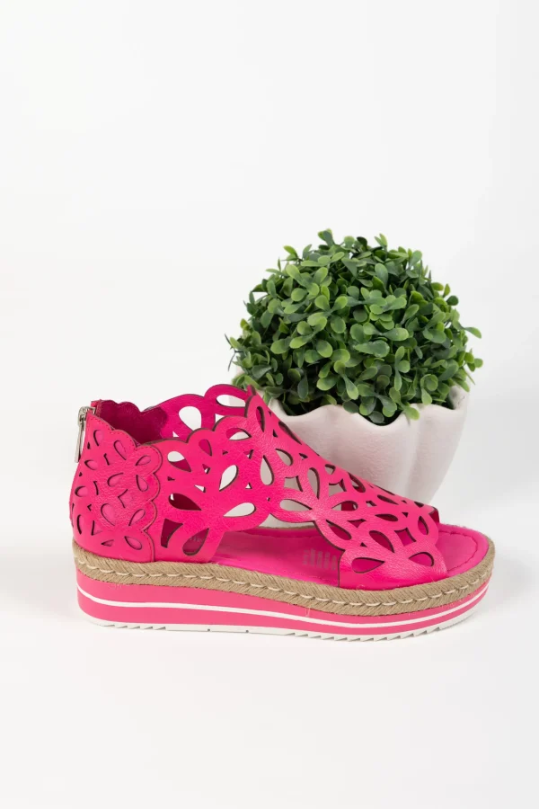 Footwear-DJANGO & JULIETTE ADELY SANDAL HOT PINK LEATHER