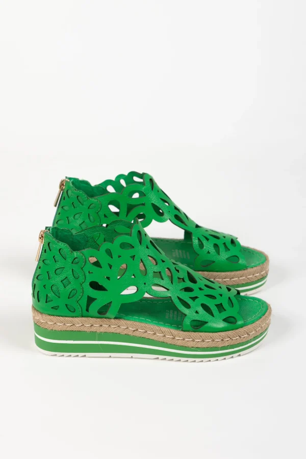 Footwear-DJANGO & JULIETTE ADELY SANDAL EMERALD LEATHER