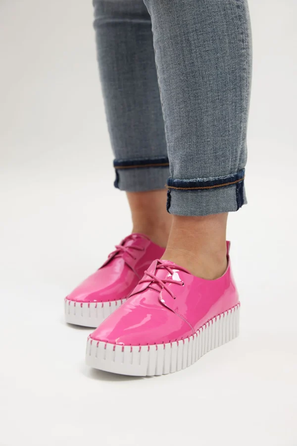 Footwear-DJANGO & JULIETTE BRENDA SNEAKER - HOT PINK PATENT LEATHER
